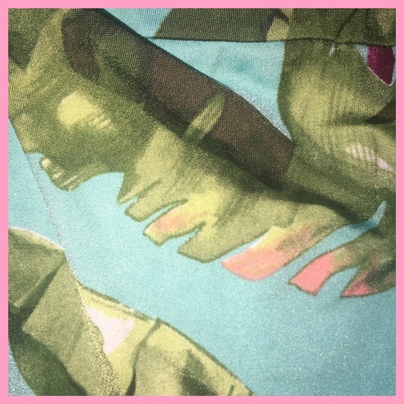 “ALMOST PARADISE” TURQUOISE PALM LEAVES TOP NEW - Picture 6 of 8